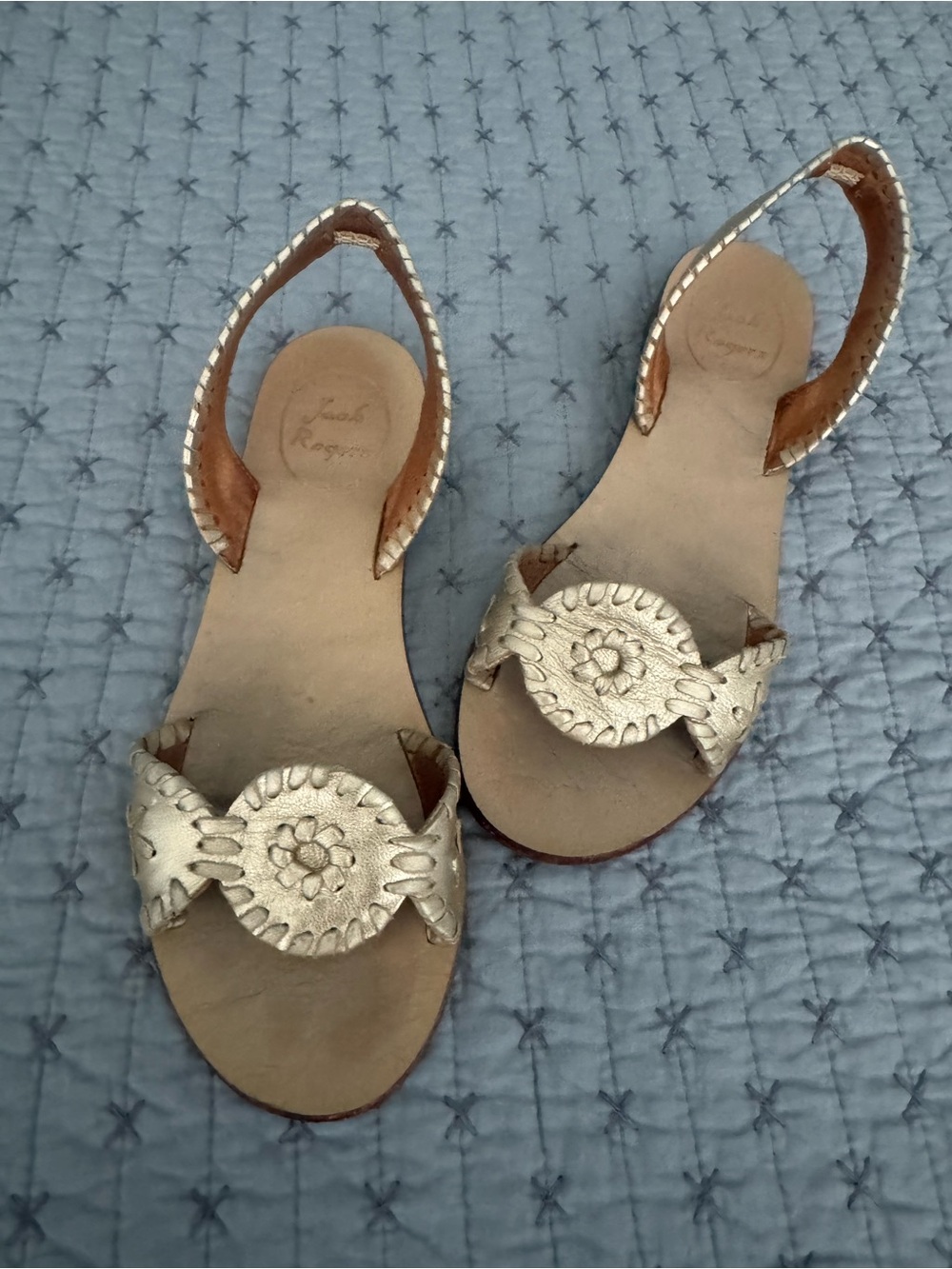 Jack Rogers Liliana Metallic Leather Slingback Sandals Gold Size 6M